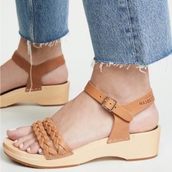 Swedish Hasbeens Women’s Tanja Debutant Clog Sandals Leather Tan Size 38 - Picture 1 of 11